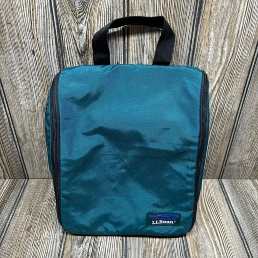 L.L. Bean Vintage Travel Toiletry Hanging Personal Organizer Overnight GreenTeal